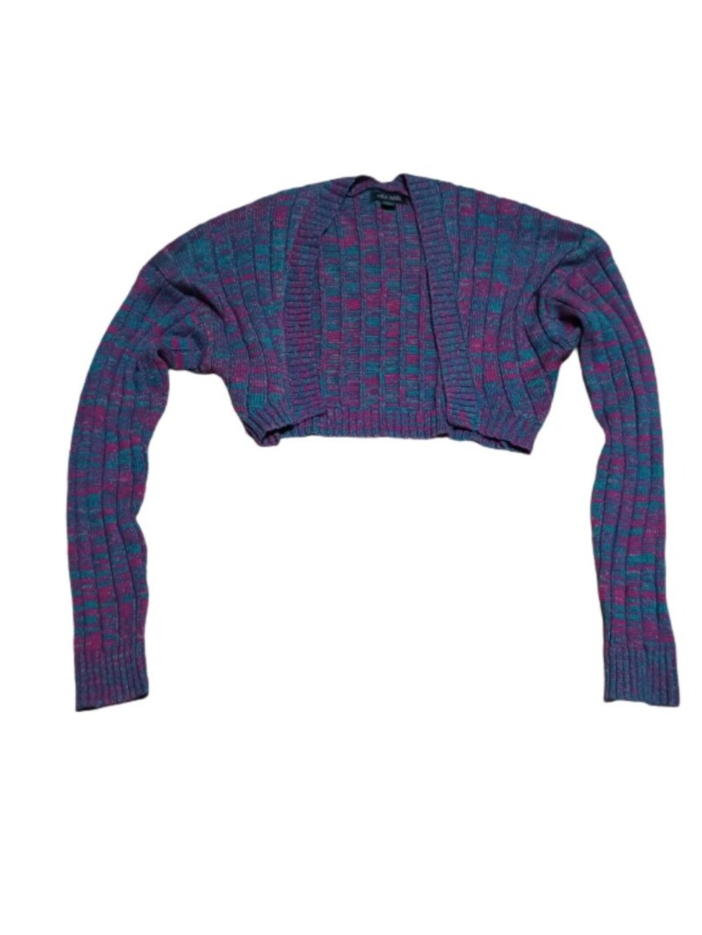 wild fable Cropped Ribbed Open-Front Sweater - Purple & Teal